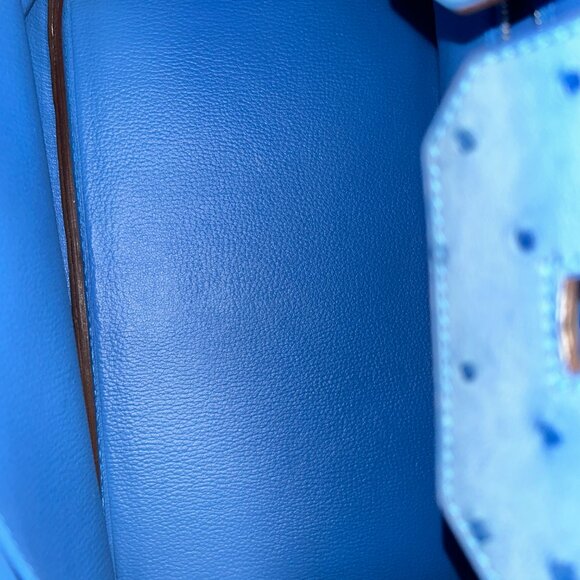 Hermes Blue Ostrich Leather Birkin 35 Bag (Sun Bleaching) - Picture 16 of 16